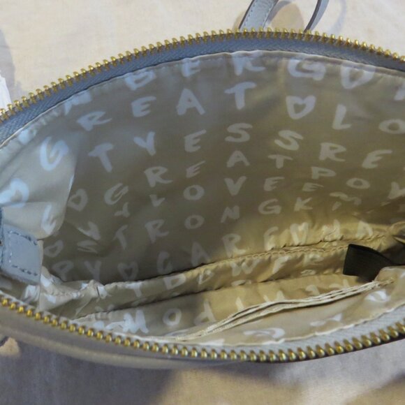 Aimee Kestenberg Madrid Leather Crossbody Purse Bag Light Gray Blue - Picture 9 of 12